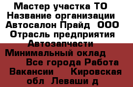 Мастер участка ТО › Название организации ­ Автосалон Прайд, ООО › Отрасль предприятия ­ Автозапчасти › Минимальный оклад ­ 20 000 - Все города Работа » Вакансии   . Кировская обл.,Леваши д.